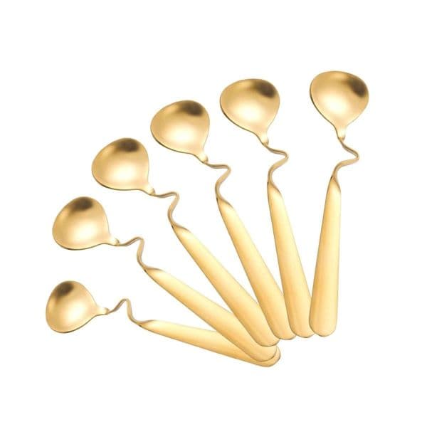 Set of 6 Creative Hanging Coffee Spoon Stirring Spoon Tea Spoon - 14.5CM - Gold