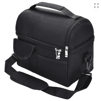 Portable Lunch Bag Double Insulated Cooler Bag Tote Bag Outdoor Activities-black