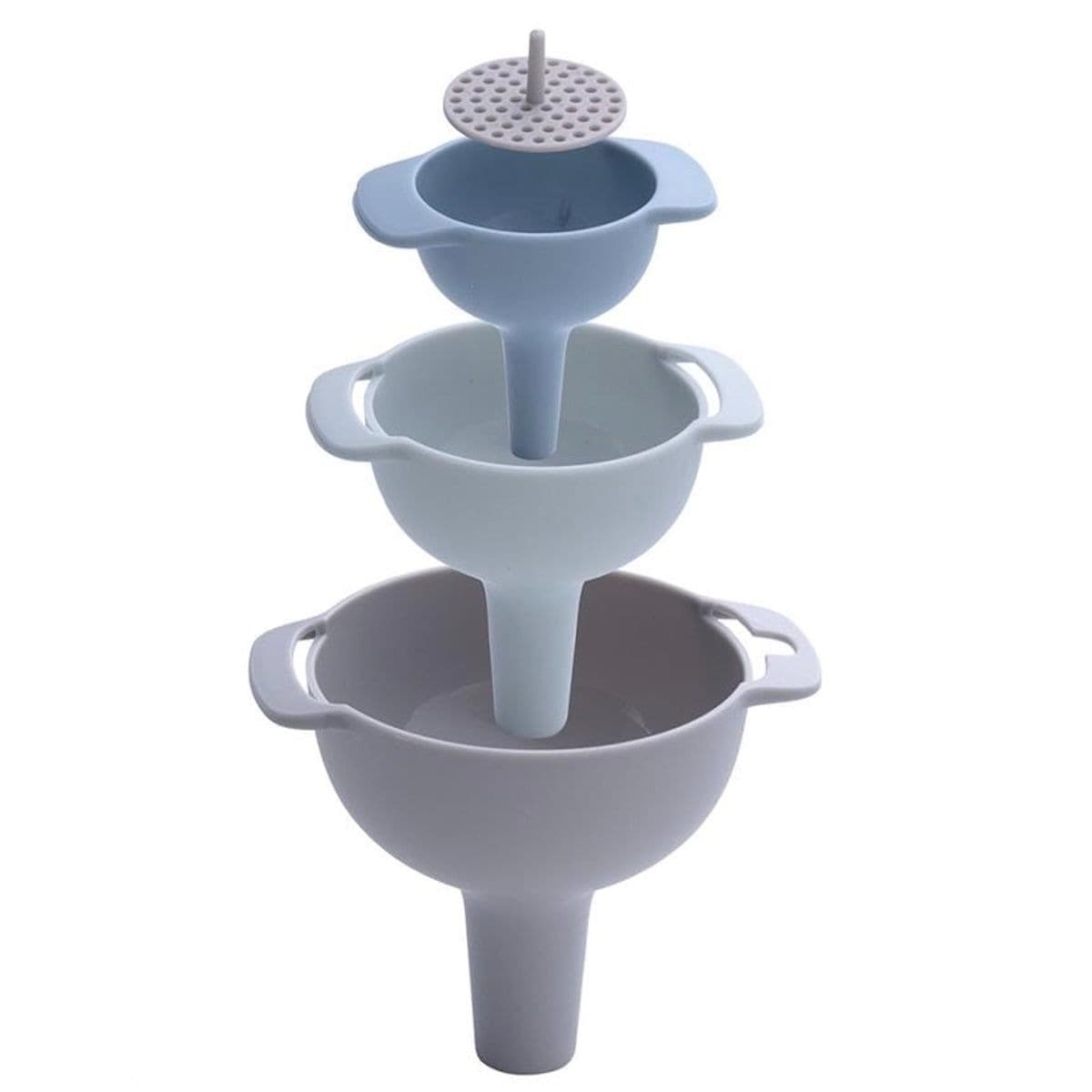 Plastic Funnel With Strainer Filter, Funnels Set of 3 for Kitchen
