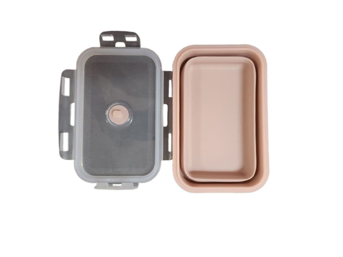 Foldable Silicone Lunch Box 500ml – Peach Space-Saving Container
