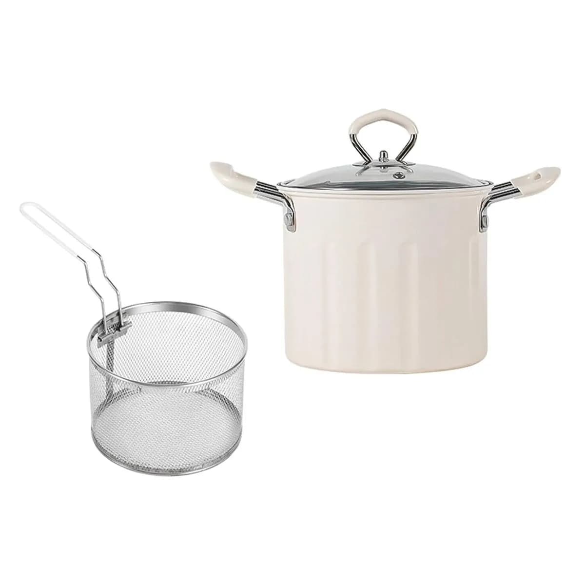 Deep Fry Pan with Handle with Strainer Deep Fryers - Grey