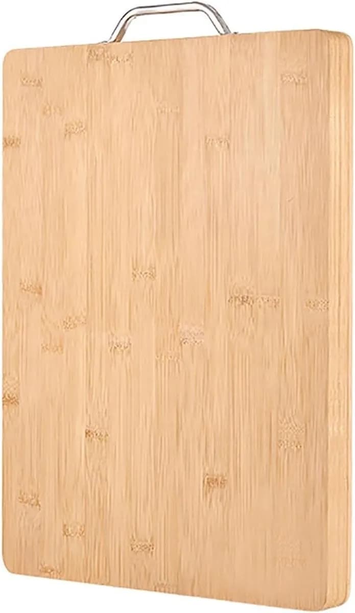 Cutting Board Natural Chopping Bamboo with Aluminum Handle Large