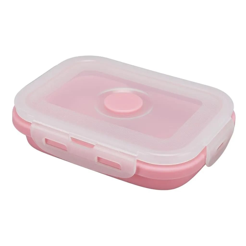 Foldable Silicone Lunch Box 350ml – Peach Space-Saving Container