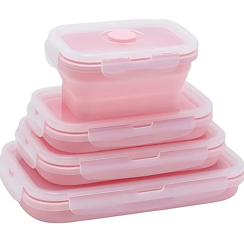 Collapsible Silicone Lunch Box Set – 1200ml Reusable Food Containers